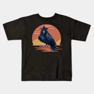 The Crow-Retro Sunset Halloween Kids T-Shirt